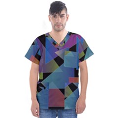 Triangle Gradient Abstract Geometry Men s V-neck Scrub Top