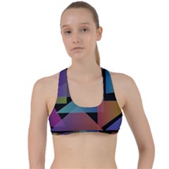 Triangle Gradient Abstract Geometry Criss Cross Racerback Sports Bra