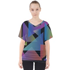 Triangle Gradient Abstract Geometry V-neck Dolman Drape Top