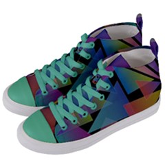 Triangle Gradient Abstract Geometry Women s Mid-top Canvas Sneakers