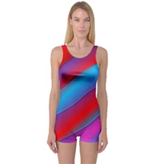 Diagonal Gradient Vivid Color 3d One Piece Boyleg Swimsuit by BangZart