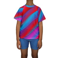 Diagonal Gradient Vivid Color 3d Kids  Short Sleeve Swimwear by BangZart