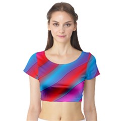 Diagonal Gradient Vivid Color 3d Short Sleeve Crop Top by BangZart