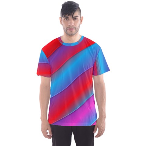 Diagonal Gradient Vivid Color 3d Men s Sports Mesh Tee by BangZart