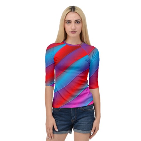 Diagonal Gradient Vivid Color 3d Quarter Sleeve Raglan Tee by BangZart