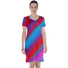 Diagonal Gradient Vivid Color 3d Short Sleeve Nightdress by BangZart