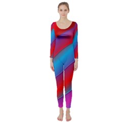 Diagonal Gradient Vivid Color 3d Long Sleeve Catsuit by BangZart