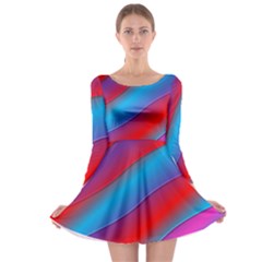 Diagonal Gradient Vivid Color 3d Long Sleeve Skater Dress by BangZart