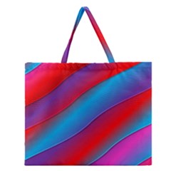 Diagonal Gradient Vivid Color 3d Zipper Large Tote Bag by BangZart