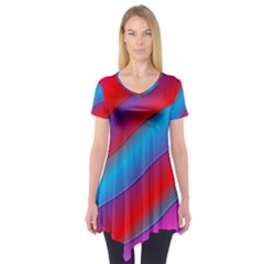 Diagonal Gradient Vivid Color 3d Short Sleeve Tunic  by BangZart