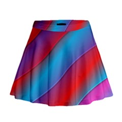 Diagonal Gradient Vivid Color 3d Mini Flare Skirt by BangZart