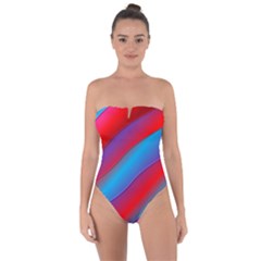 Diagonal Gradient Vivid Color 3d Tie Back One Piece Swimsuit by BangZart