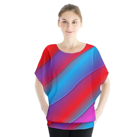 Diagonal Gradient Vivid Color 3d Blouse by BangZart