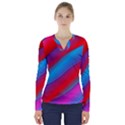 Diagonal Gradient Vivid Color 3d V-Neck Long Sleeve Top View1