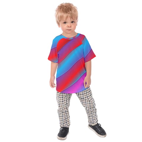 Diagonal Gradient Vivid Color 3d Kids Raglan Tee by BangZart