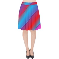 Diagonal Gradient Vivid Color 3d Velvet High Waist Skirt