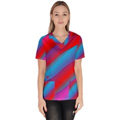 Diagonal Gradient Vivid Color 3d Scrub Top by BangZart