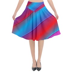 Diagonal Gradient Vivid Color 3d Flared Midi Skirt by BangZart