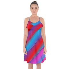 Diagonal Gradient Vivid Color 3d Ruffle Detail Chiffon Dress by BangZart