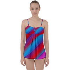 Diagonal Gradient Vivid Color 3d Babydoll Tankini Set by BangZart