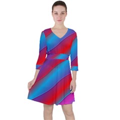 Diagonal Gradient Vivid Color 3d Ruffle Dress by BangZart