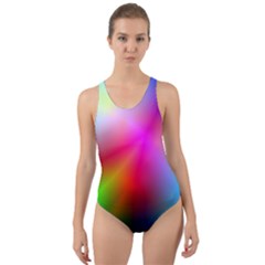 Course Gradient Background Color Cut-out Back One Piece Swimsuit