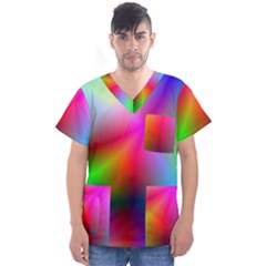 Course Gradient Background Color Men s V-neck Scrub Top