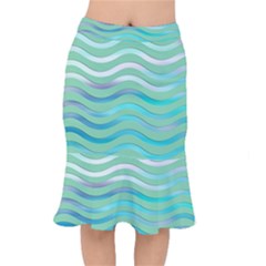 Abstract Digital Waves Background Mermaid Skirt by BangZart