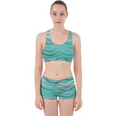 Abstract Digital Waves Background Work It Out Sports Bra Set