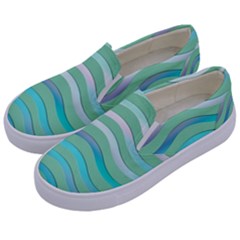 Abstract Digital Waves Background Kids  Canvas Slip Ons