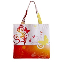 Spring Butterfly Flower Plant Zipper Grocery Tote Bag by BangZart