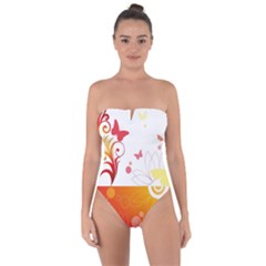 Spring Butterfly Flower Plant Tie Back One Piece Swimsuit by BangZart