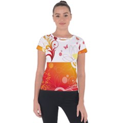 Spring Butterfly Flower Plant Short Sleeve Sports Top 