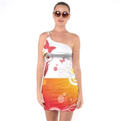 Spring Butterfly Flower Plant One Soulder Bodycon Dress by BangZart