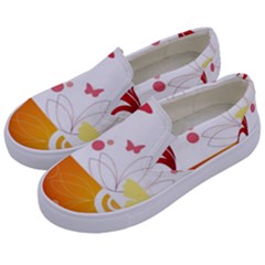 Spring Butterfly Flower Plant Kids  Canvas Slip Ons