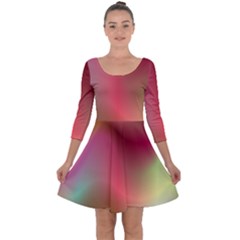 Colorful Colors Wave Gradient Quarter Sleeve Skater Dress