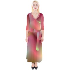 Colorful Colors Wave Gradient Quarter Sleeve Wrap Maxi Dress