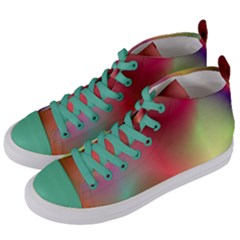 Colorful Colors Wave Gradient Women s Mid-top Canvas Sneakers