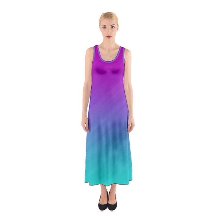 Background Pink Blue Gradient Sleeveless Maxi Dress