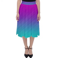 Background Pink Blue Gradient Folding Skater Skirt