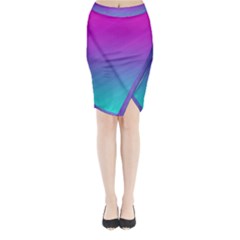 Background Pink Blue Gradient Midi Wrap Pencil Skirt