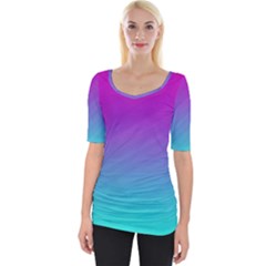 Background Pink Blue Gradient Wide Neckline Tee