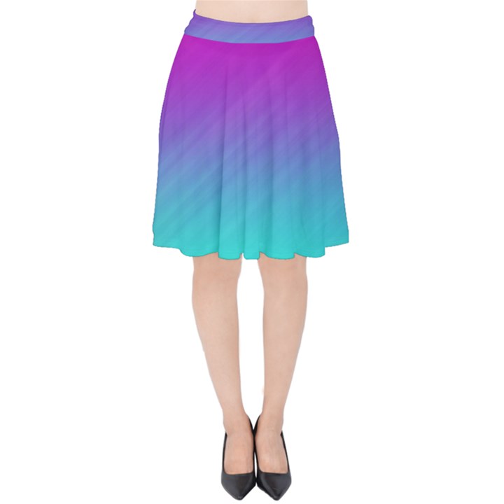 Background Pink Blue Gradient Velvet High Waist Skirt