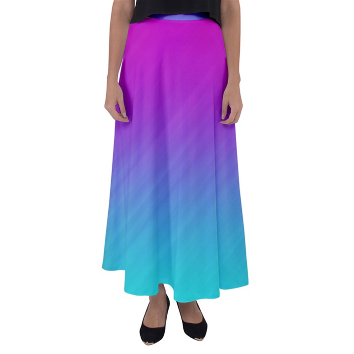 Background Pink Blue Gradient Flared Maxi Skirt