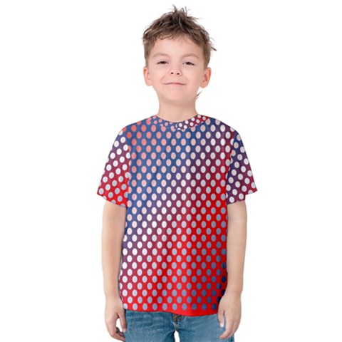 Dots Red White Blue Gradient Kids  Cotton Tee by BangZart