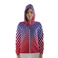 Dots Red White Blue Gradient Hooded Wind Breaker (women)