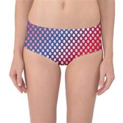 Dots Red White Blue Gradient Mid-waist Bikini Bottoms by BangZart