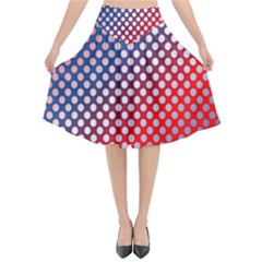 Dots Red White Blue Gradient Flared Midi Skirt by BangZart