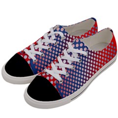 Dots Red White Blue Gradient Women s Low Top Canvas Sneakers