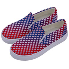 Dots Red White Blue Gradient Kids  Canvas Slip Ons